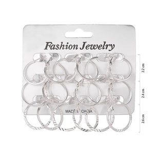 6Pairs /12Pairs Punk Hoop Earrings Set Big Circle Earrings Jewelry for Women Girls Steampunk Ear Clip Punk Earring  Ear Ring