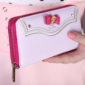 Anime Kawaii  Pearl Bow Designer PU Leather Long Wallet Lady Zipper Purse Lovely Handbag Day Clutch Girlfriend Gifts