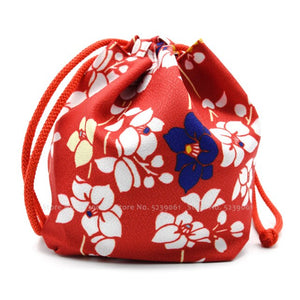 15Colors Japanese Kimono Kawaii Coin Purse Floral Sakura Printed Beam Tote Bag Pocket Women Yukata Packet Wedding Party Bags