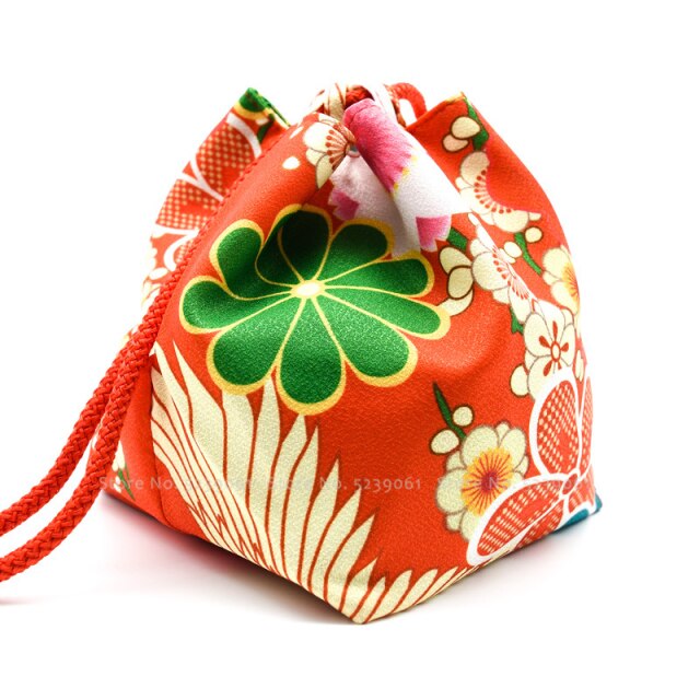 15Colors Japanese Kimono Kawaii Coin Purse Floral Sakura Printed Beam Tote Bag Pocket Women Yukata Packet Wedding Party Bags