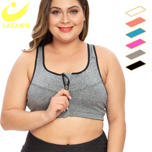 LAZAWG Plus Size S-5XL Sports Bra for Women Gym Push Up Vest Underwear High Shockproof Breathable Fitness Athletic Yoga Bra Tops