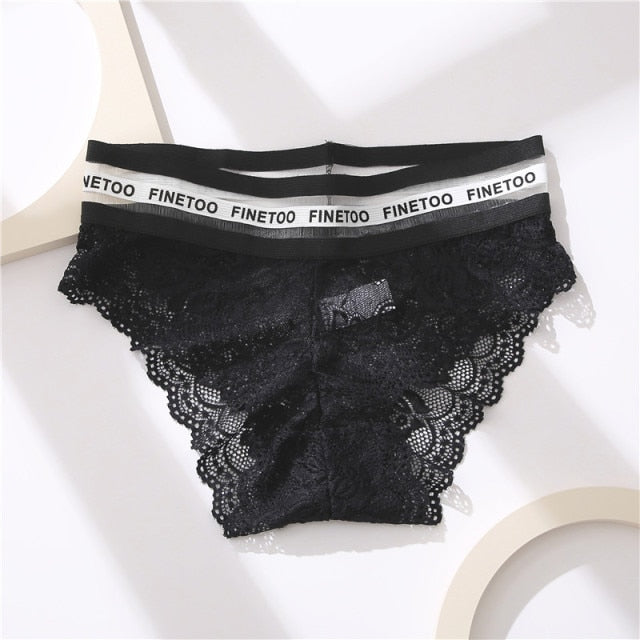 FINETOO Women's Panties Sexy Women Lace Panties Temptation Low-waist Panties For Women Transparent Hollow Out Underwear Female