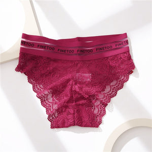 FINETOO Women's Panties Sexy Women Lace Panties Temptation Low-waist Panties For Women Transparent Hollow Out Underwear Female