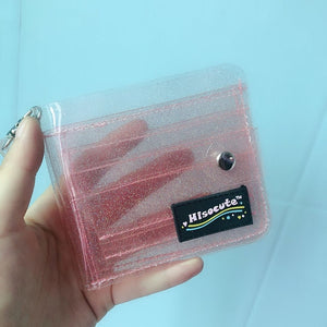 PVC Transparent Short Wallet For Girl Milkjoy Laser Holographic Coin Purse Women Clear Glittering Letter Card Holder Purse