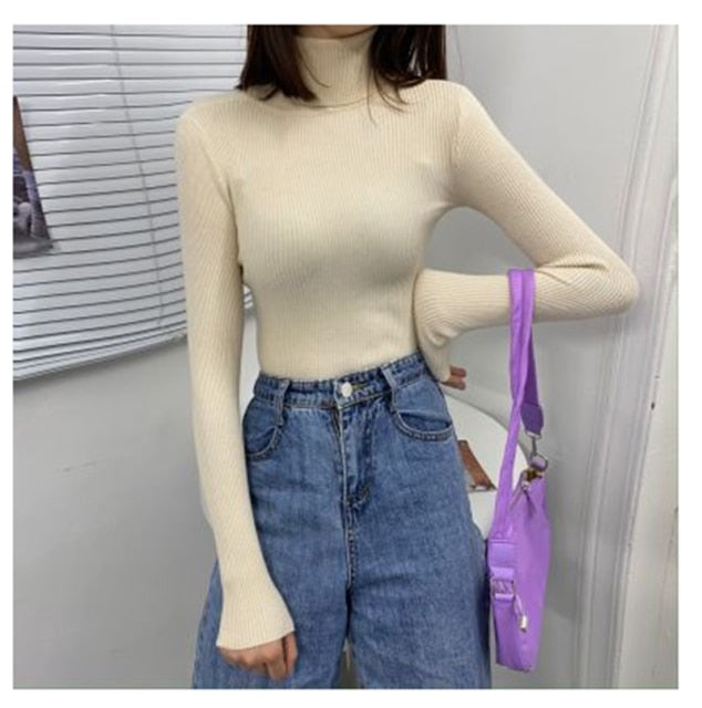 Women Sweaters 2021Autumn Winter Tops Korean Slim Women Pullover Knitted Sweater Jumper Soft Warm Pull Femme