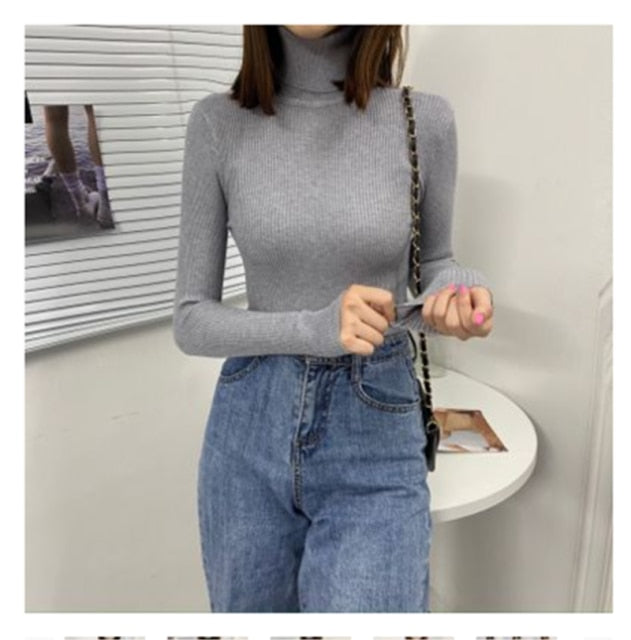 Women Sweaters 2021Autumn Winter Tops Korean Slim Women Pullover Knitted Sweater Jumper Soft Warm Pull Femme