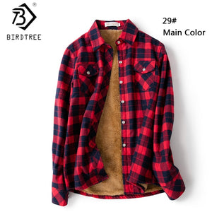 Velvet Thick Warm Women's Plaid Shirt Female Long Sleeve Tops M-5XL Winter Fleece Casual Check Blouse Autumn Clothes T77710A