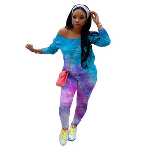 Tie Dye Print 2 Piece Pants Sets Womens Outfits Fall Casual Tracksuits for Women Two Piece Set Top and Pants Sweat Suits Women