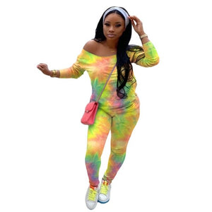 Tie Dye Print 2 Piece Pants Sets Womens Outfits Fall Casual Tracksuits for Women Two Piece Set Top and Pants Sweat Suits Women