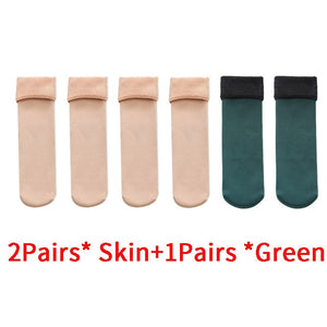 3Pairs/lot Women Winter Warm Thicken Thermal Soft Casual Solid Color Socks Wool Cashmere Home Snow Boots Velvet Home Floor Sock