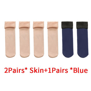 3Pairs/lot Women Winter Warm Thicken Thermal Soft Casual Solid Color Socks Wool Cashmere Home Snow Boots Velvet Home Floor Sock