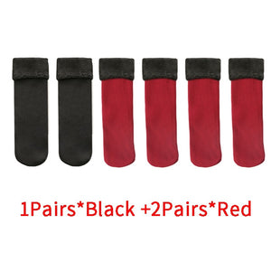 3Pairs/lot Women Winter Warm Thicken Thermal Soft Casual Solid Color Socks Wool Cashmere Home Snow Boots Velvet Home Floor Sock