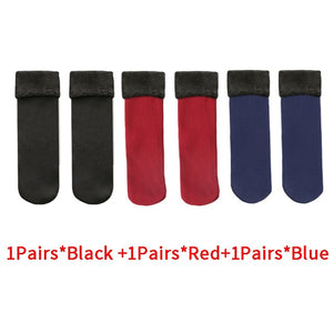 3Pairs/lot Women Winter Warm Thicken Thermal Soft Casual Solid Color Socks Wool Cashmere Home Snow Boots Velvet Home Floor Sock