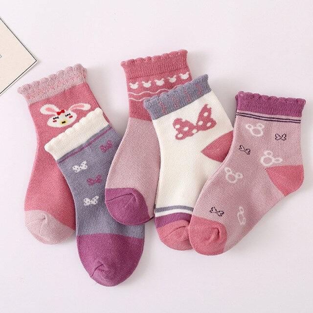 5 Pairs Cotton Kids Socks Warm Winter Socks For Baby Girls Cute Cartoon Newborn Toddler Socks Casual Sport Boys Socks 0-12 Yrs