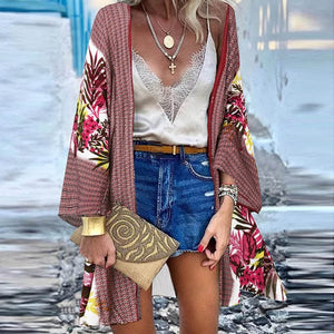 ZANZEA Women Cardigan Summer Open Front Bohemian Floral Printed Blouse Kimono Casual Loose Beach Tops Vintage Long Sleeve Blusas