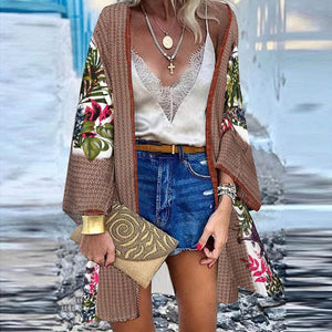 ZANZEA Women Cardigan Summer Open Front Bohemian Floral Printed Blouse Kimono Casual Loose Beach Tops Vintage Long Sleeve Blusas