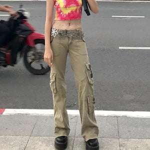 Retro  Grunge Cargo Denim Jeans Streetwear Korean Vintage 90s Low Waist Trousers Aesthetic 90s Straight Pants Cuteandpsycho