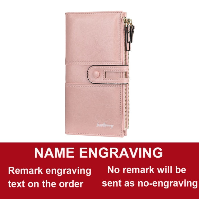 2020 Name Engrave Women Wallets Fashion Long Leather Top Quality Card Holder Classic Female Purse  Zipper Brand Wallet For Women