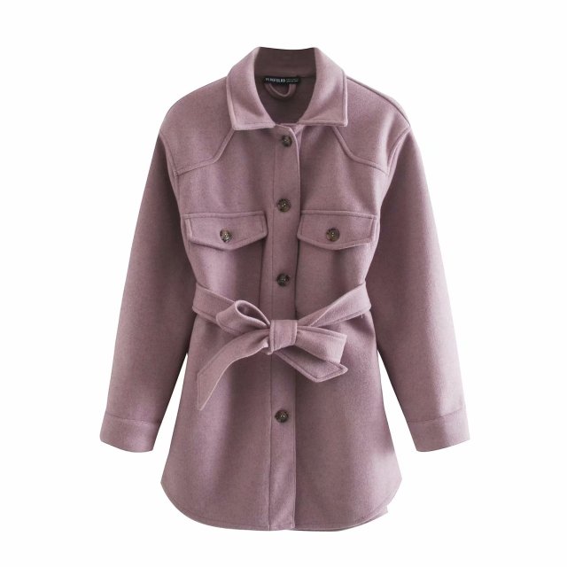 New Fall Winter Women Jacket Long Sleeves Belted Warm Thicken Casual Fashion High Street Za Women Coat Outfits Tops