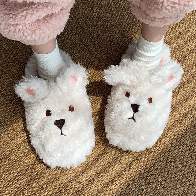 Cute Animal Slipper For Women Girls Fashion Kawaii Fluffy Winter Warm Slippers Woman Cartoon Milk Cow House Slippers Funny Shoes