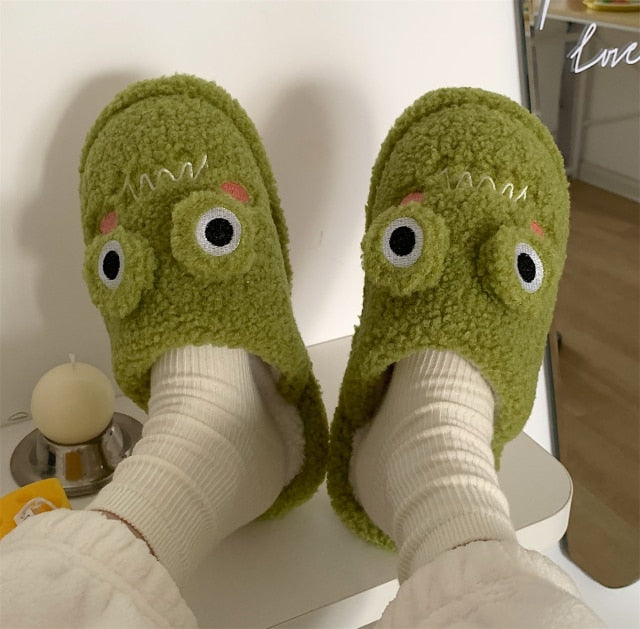 Cute Animal Slipper For Women Girls Fashion Kawaii Fluffy Winter Warm Slippers Woman Cartoon Milk Cow House Slippers Funny Shoes