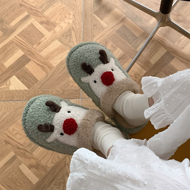 Cute Animal Slipper For Women Girls Fashion Kawaii Fluffy Winter Warm Slippers Woman Cartoon Milk Cow House Slippers Funny Shoes