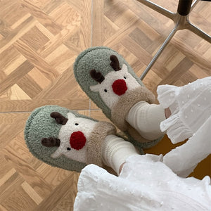 Cute Animal Slipper For Women Girls Fashion Kawaii Fluffy Winter Warm Slippers Woman Cartoon Milk Cow House Slippers Funny Shoes