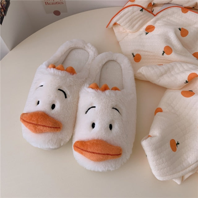 Cute Animal Slipper For Women Girls Fashion Kawaii Fluffy Winter Warm Slippers Woman Cartoon Milk Cow House Slippers Funny Shoes