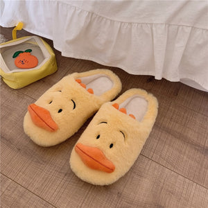 Cute Animal Slipper For Women Girls Fashion Kawaii Fluffy Winter Warm Slippers Woman Cartoon Milk Cow House Slippers Funny Shoes