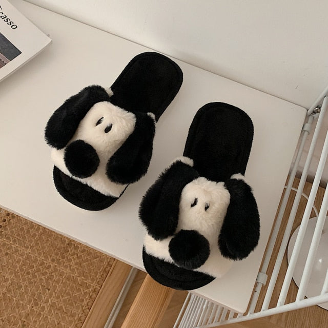 Cute Animal Slipper For Women Girls Fashion Kawaii Fluffy Winter Warm Slippers Woman Cartoon Milk Cow House Slippers Funny Shoes