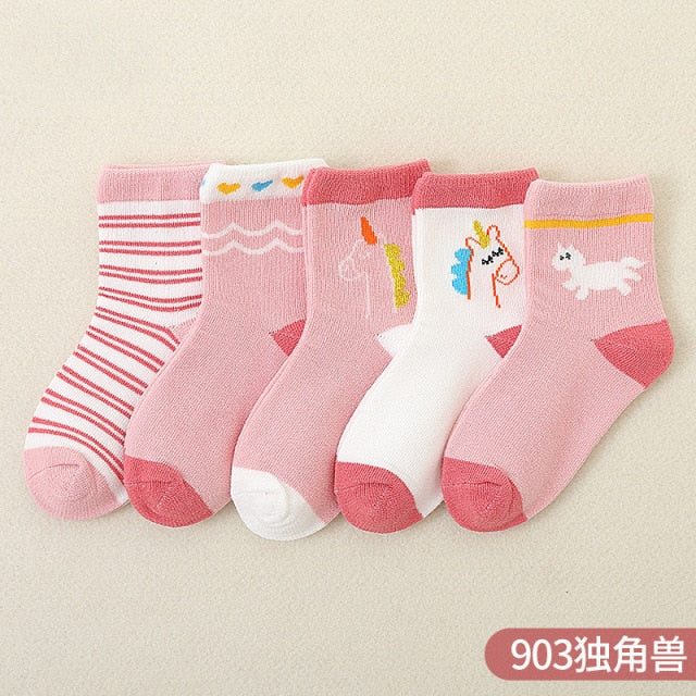 5 Pairs Cotton Kids Socks Warm Winter Socks For Baby Girls Cute Cartoon Newborn Toddler Socks Casual Sport Boys Socks 0-12 Yrs