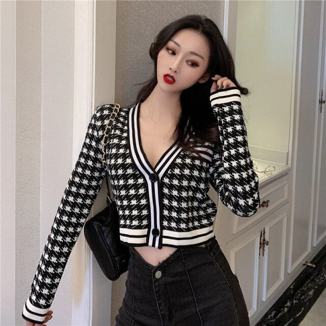 New Women Girl Fall Winter Cardigans Full Sleeve Knitted Sweaters V Neck Basic Knitwear Rainbow Jacket Loose Cardigans Tops