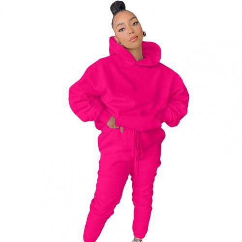 Sports Wear Hoodie Tracksuit Suit Fleece Hoodie + Jogging Pants Multi-color Warm Flexible 2 Piece Outfits For Fall Sweat Suit