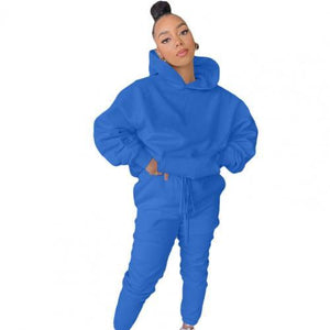 Sports Wear Hoodie Tracksuit Suit Fleece Hoodie + Jogging Pants Multi-color Warm Flexible 2 Piece Outfits For Fall Sweat Suit