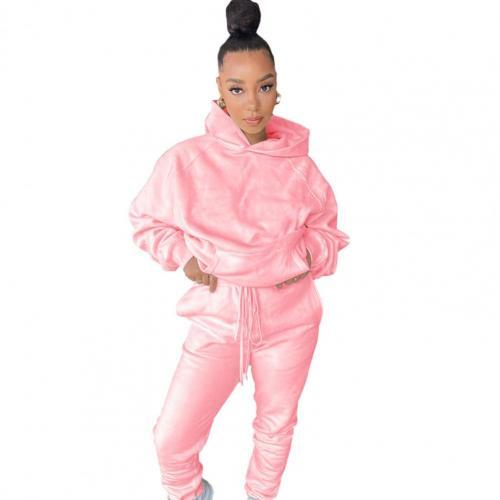 Sports Wear Hoodie Tracksuit Suit Fleece Hoodie + Jogging Pants Multi-color Warm Flexible 2 Piece Outfits For Fall Sweat Suit