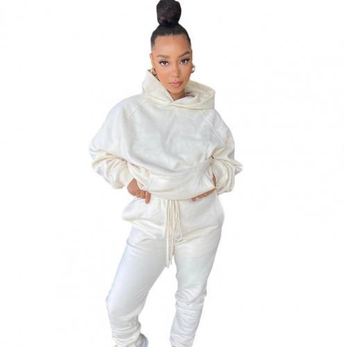 Sports Wear Hoodie Tracksuit Suit Fleece Hoodie + Jogging Pants Multi-color Warm Flexible 2 Piece Outfits For Fall Sweat Suit
