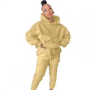 Sports Wear Hoodie Tracksuit Suit Fleece Hoodie + Jogging Pants Multi-color Warm Flexible 2 Piece Outfits For Fall Sweat Suit