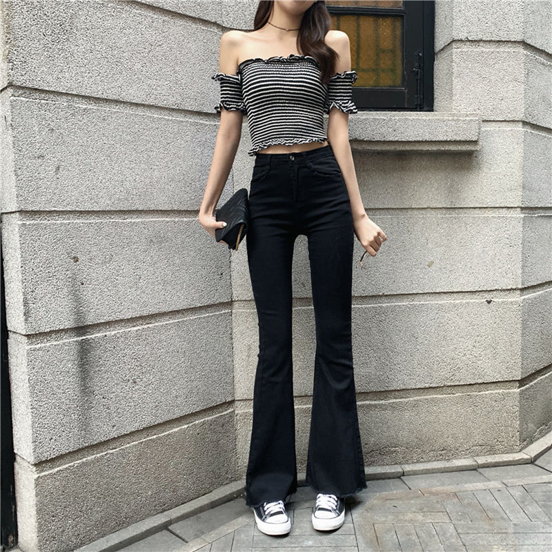 Women's Streetwear High Waist Micro Flared Jeans Female New Spring Summer Slim Long Denim Long Pants For Women