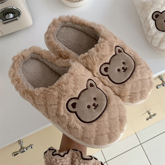 Cute Animal Slipper For Women Girls Fashion Kawaii Fluffy Winter Warm Slippers Woman Cartoon Milk Cow House Slippers Funny Shoes