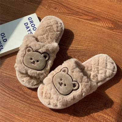 Cute Animal Slipper For Women Girls Fashion Kawaii Fluffy Winter Warm Slippers Woman Cartoon Milk Cow House Slippers Funny Shoes