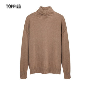 Toppies 2021 Autumn Winter Women's Sweater 15% Wool Green Turtleneck Sweater Knitted Tops Jumper Korean Clothes