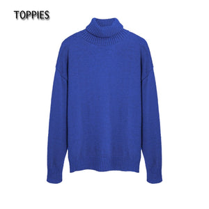 Toppies 2021 Autumn Winter Women's Sweater 15% Wool Green Turtleneck Sweater Knitted Tops Jumper Korean Clothes