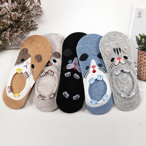 27 Style 10 Piece=5 Pairs/Lot Cute Harajuku Animal Women Socks Set Funny Spring Cat Dog Rabbit Panda Low Cut Short Sock Happy