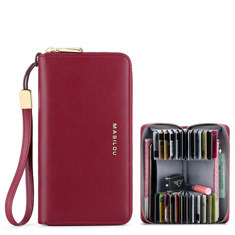 100% Genuine Leather Wallets Women's Clutch Long Zipper Multi-function Credit Card ID Holder Bag Wallet RFID Blocking Men Purse