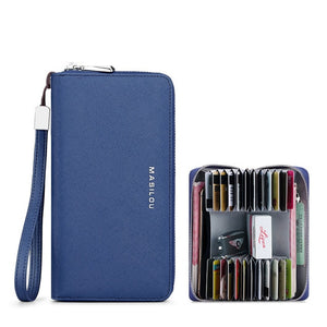 100% Genuine Leather Wallets Women's Clutch Long Zipper Multi-function Credit Card ID Holder Bag Wallet RFID Blocking Men Purse