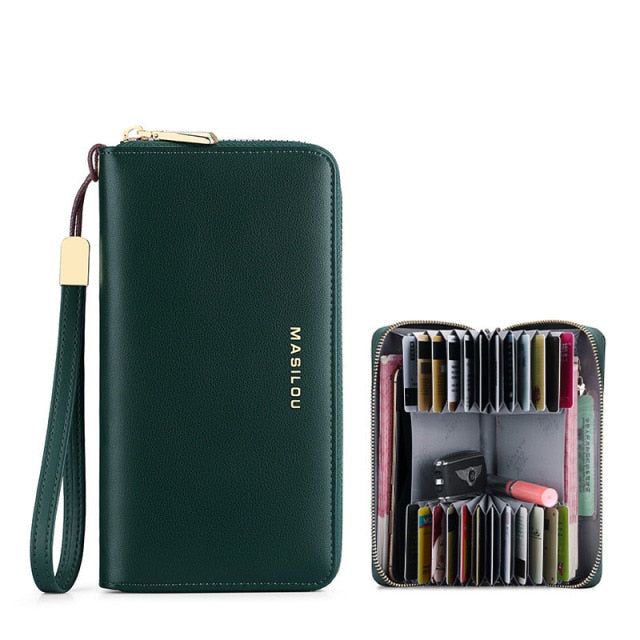 100% Genuine Leather Wallets Women's Clutch Long Zipper Multi-function Credit Card ID Holder Bag Wallet RFID Blocking Men Purse