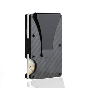 DIENQI Carbon Fiber Card Holder Mini Slim Wallet Men Aluminum Metal RFID Magic Wallet Small Thin Male Purses Money Bag Vallet