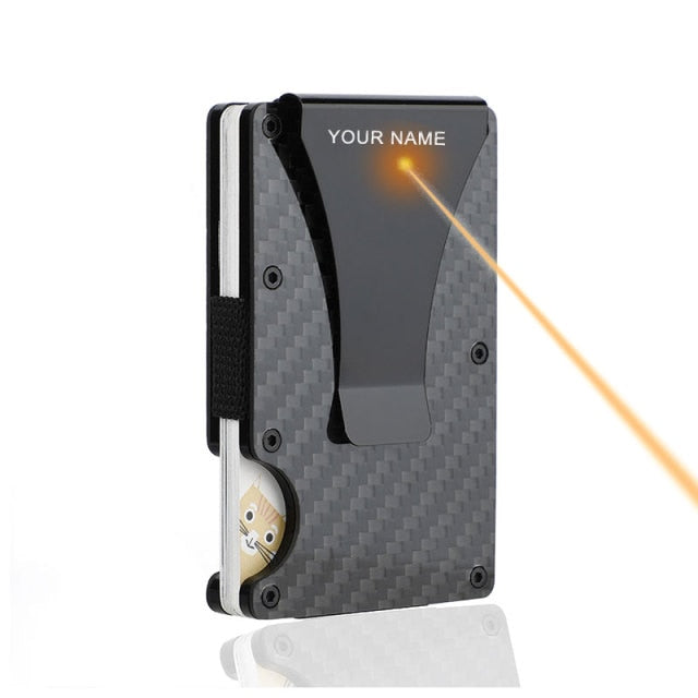 DIENQI Carbon Fiber Card Holder Mini Slim Wallet Men Aluminum Metal RFID Magic Wallet Small Thin Male Purses Money Bag Vallet