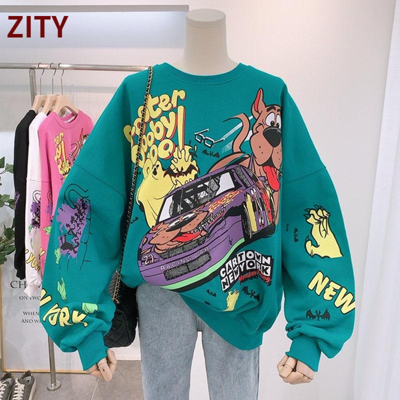 2021 Fall  Cartoon Hoodies Women Tops Thin Type Jumper Hoodie Autumn Winter Korea Fashion Laziness-Style Girl  Sweatshirt