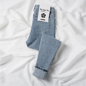 Winter Thick Velvet Women jeans High Waist Skinny Jeans Simple Fleece Warm Slim fit Stretch Lady Denim Pencil Pants baggy jeans